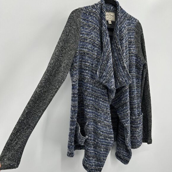 LUCKY BRAND *Flawed* Blue Gray Knit Wool Blend Open Cardigan Sweater Size Medium - Picture 3 of 9